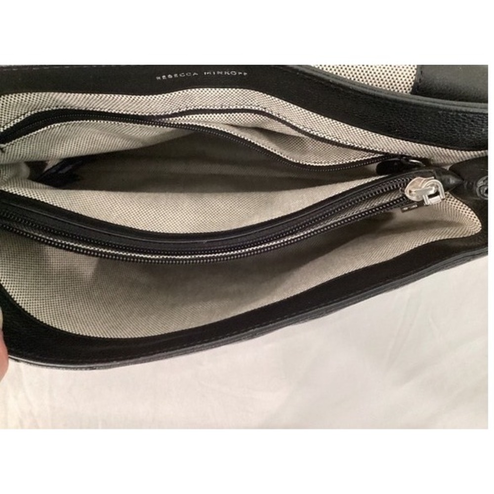 Rebecca Minkoff Edie Flap Shoulder Bag Black Quilted Leather Silver Hardware - Picture 9 of 11